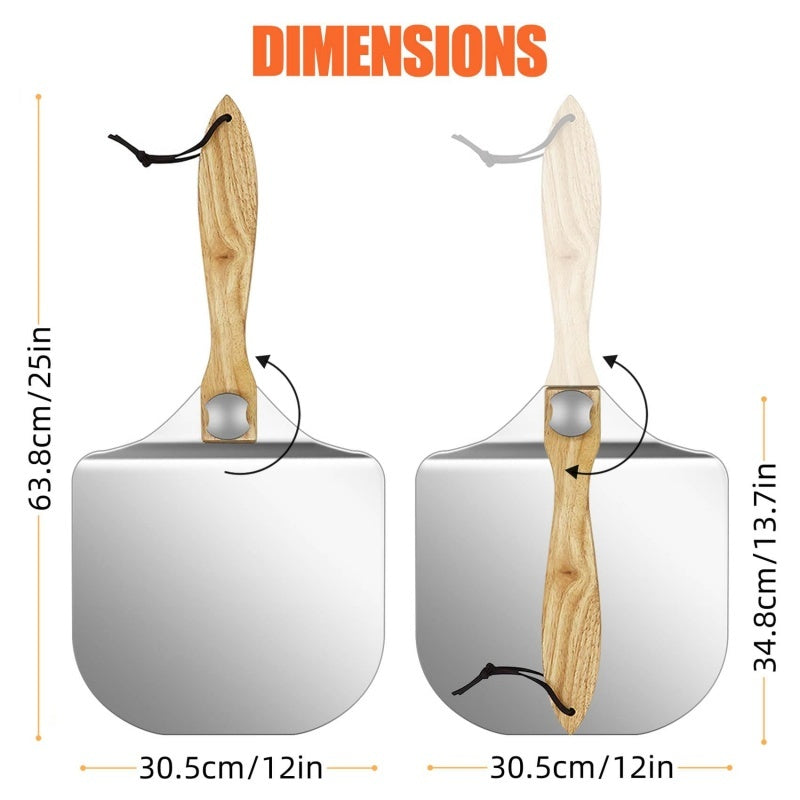 12 Inch Pizza Peel Oven Aluminium Foldable Wood Handle And Pizza Paddle