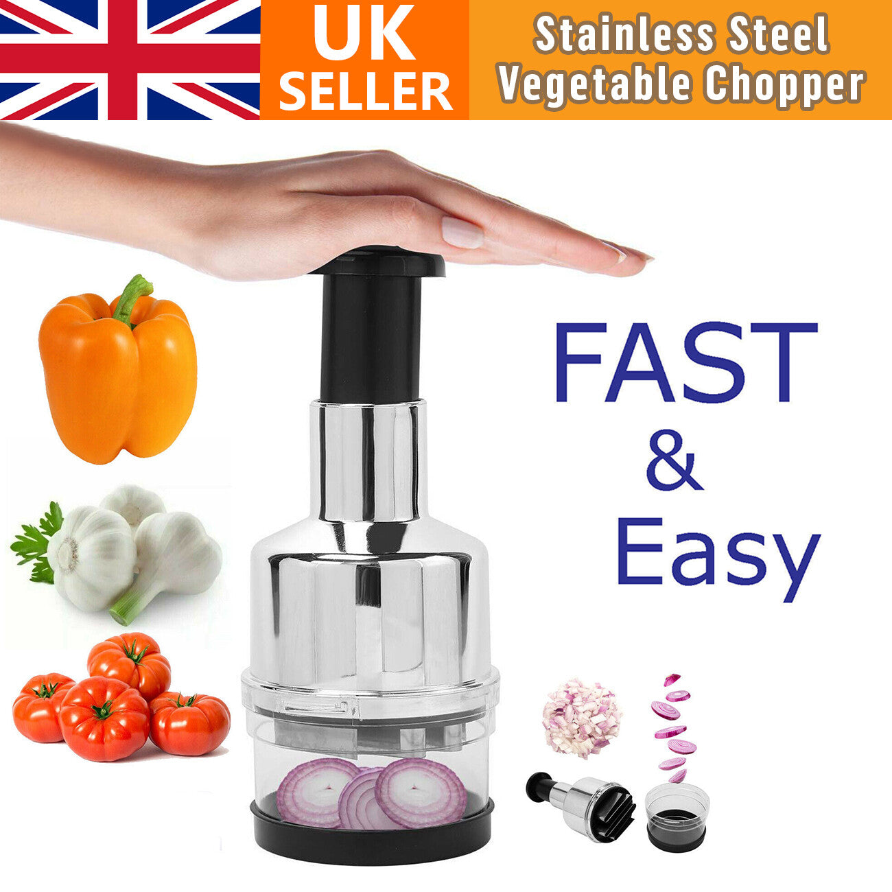 Vegetable Food Chopper, Salad Fruit Vegetable Food Chopper Slicer Peeler Manual Hand Press Garlic Onion Cutter Processor Slicer
