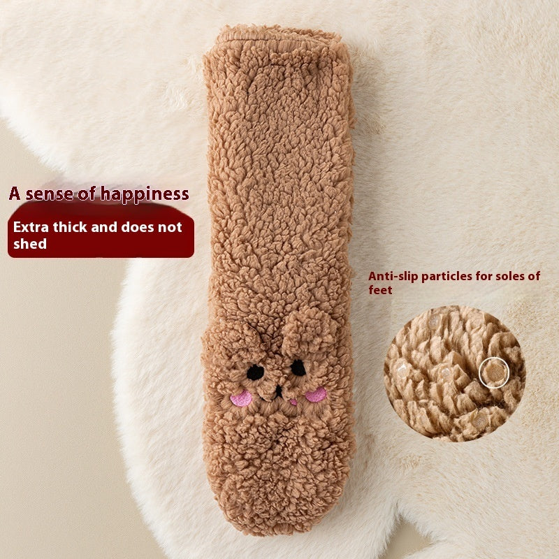 Winter Floor Socks Velvet Thicken Warm Coral Velvet Cute Socks Home Footwear Non-slip Socks New Year Gifts Winter Gadgets