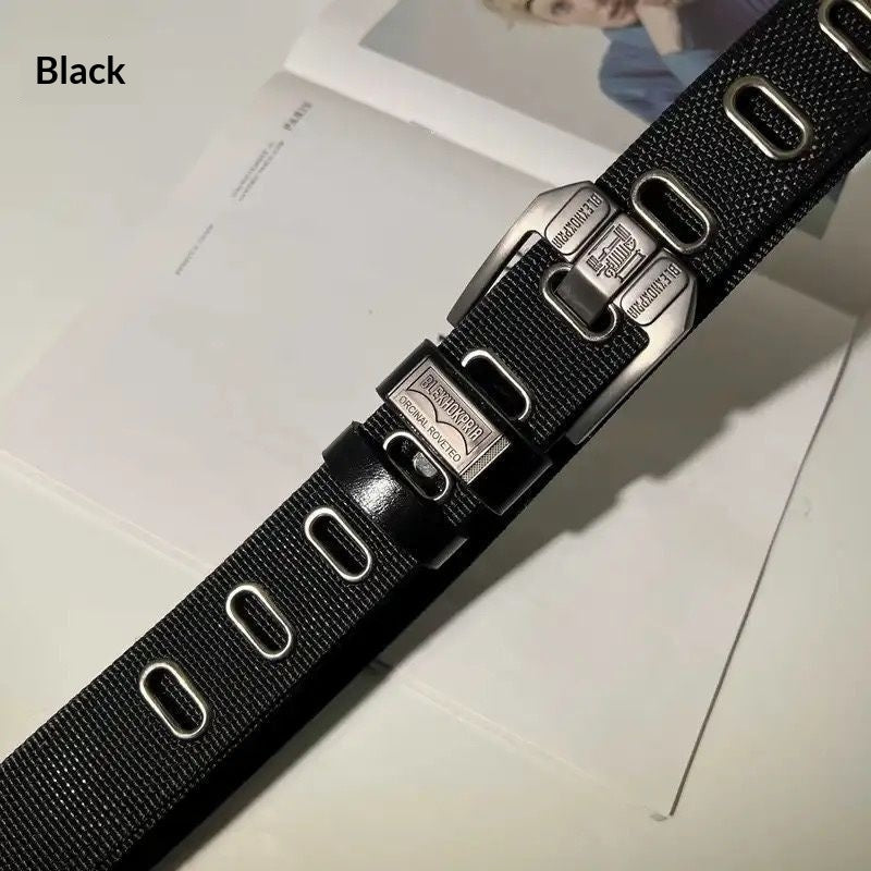 Men's Double-sided Canvas Outdoor Casual Belt With Alloy Pin Buckle