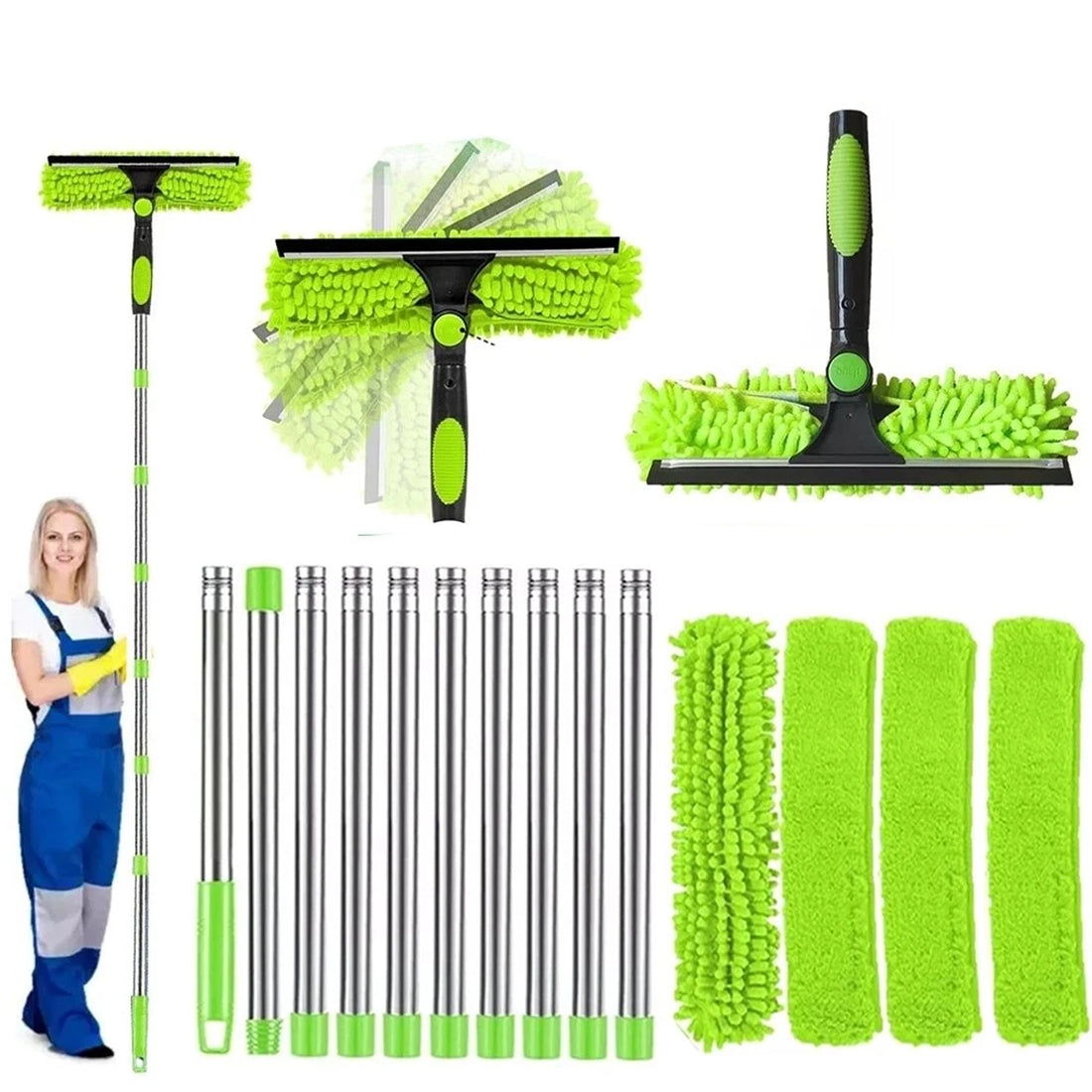 Telescopic Extendable Window Cleaner Equipment Glass Cleaning 4.5m Squeegee