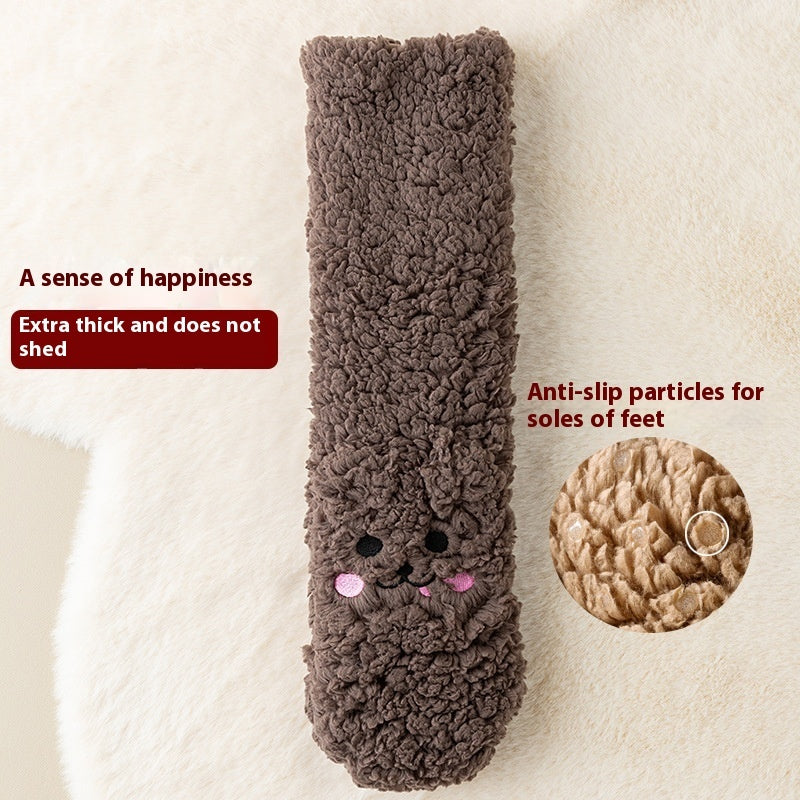 Winter Floor Socks Velvet Thicken Warm Coral Velvet Cute Socks Home Footwear Non-slip Socks New Year Gifts Winter Gadgets