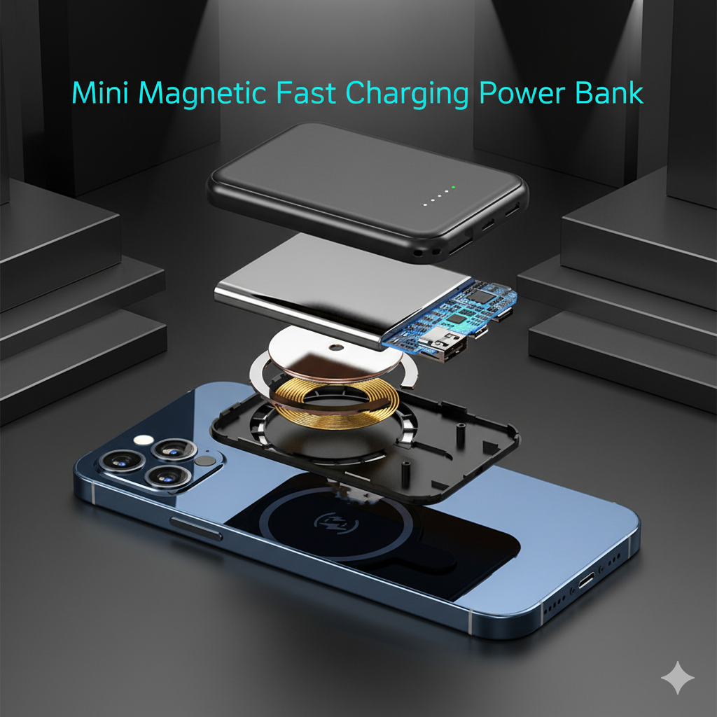 Mini Fast Charging Magnetic Wireless Portable Power Bank 5000-10000 MAh