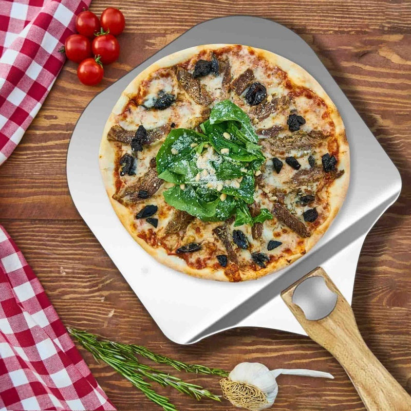 12 Inch Pizza Peel Oven Aluminium Foldable Wood Handle And Pizza Paddle