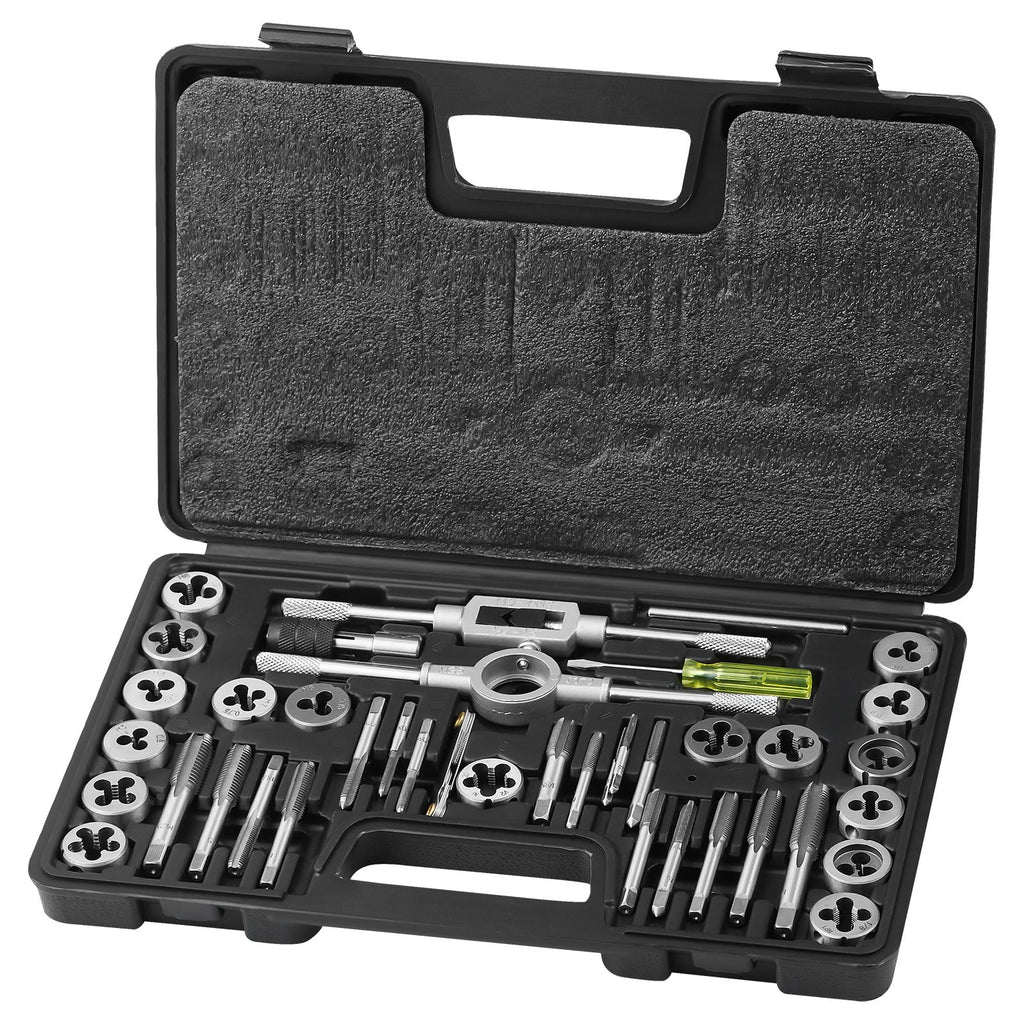 Tap And Die Set, 40-Piece Include Metric Size M3 To M12, Bearing Steel Taps And Dies, Essential Threading Tool For Cutting External Internal Threads, With Complete Accessories And Storage Case