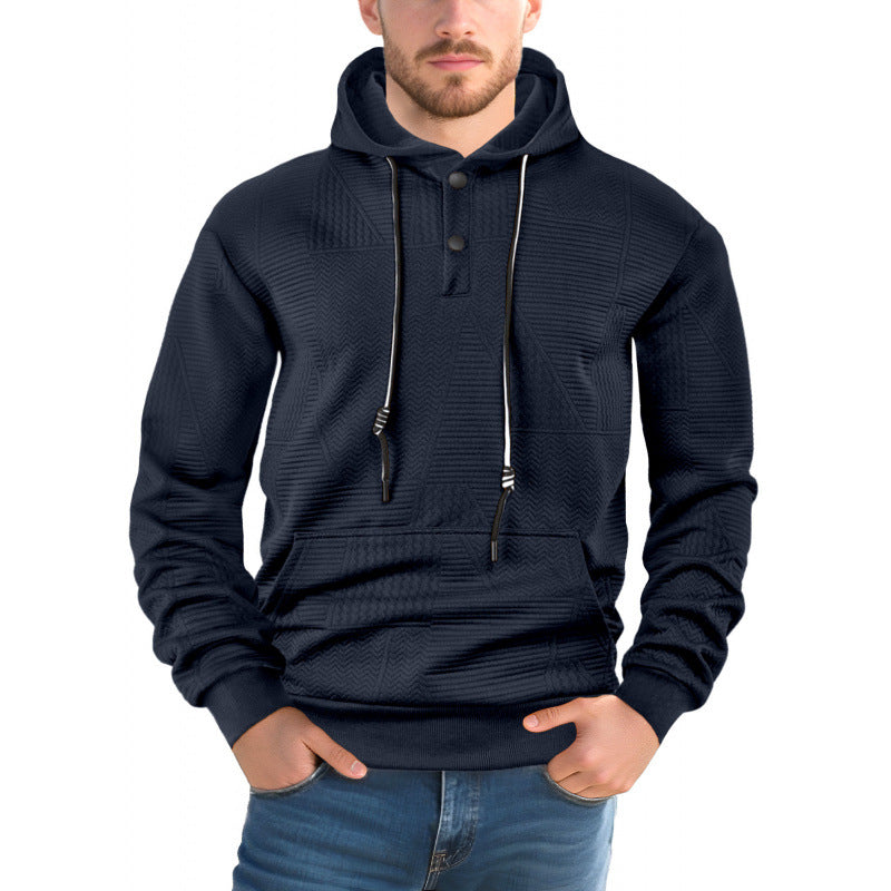 Pullover Solid Color Casual Sports Loose Long Sleeve Hooded Sweater Men